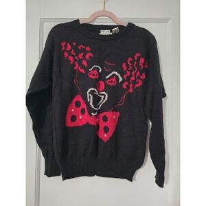 Vintage Abvien Hand Loomed Clown Sweater Size Small